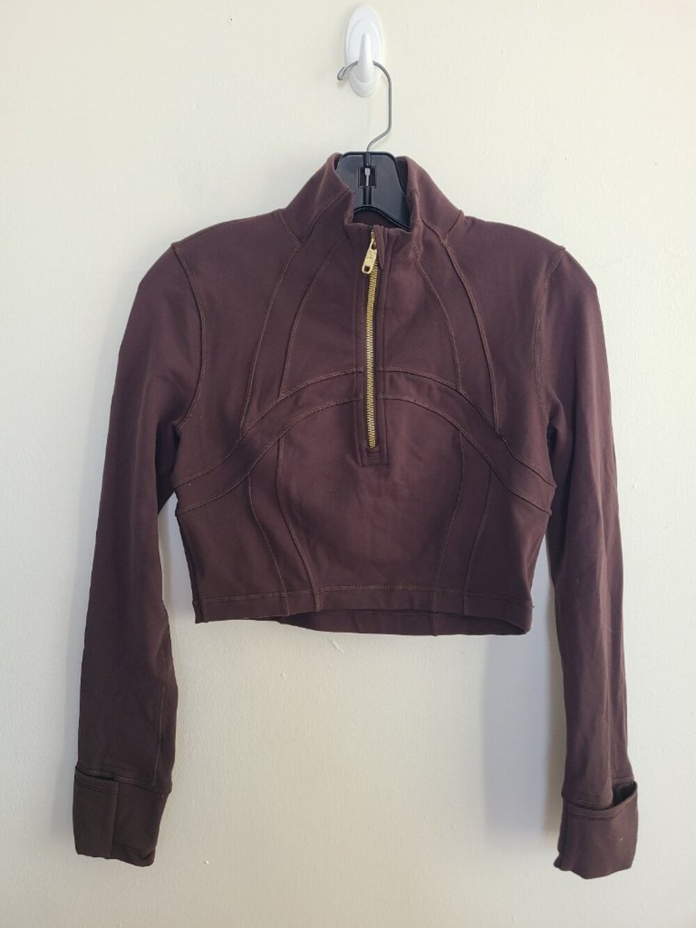 Lululemon Define Cropped Half Zip sweaters in Espresso Brown